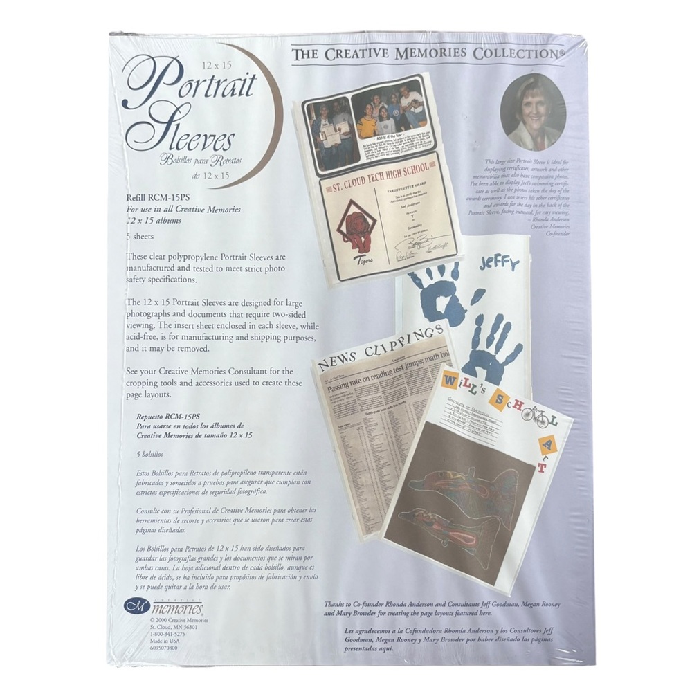 PORTRAIT SLEEVES Creative Memories Big Book 12x15 Clear Pages NEW NWT White Edge